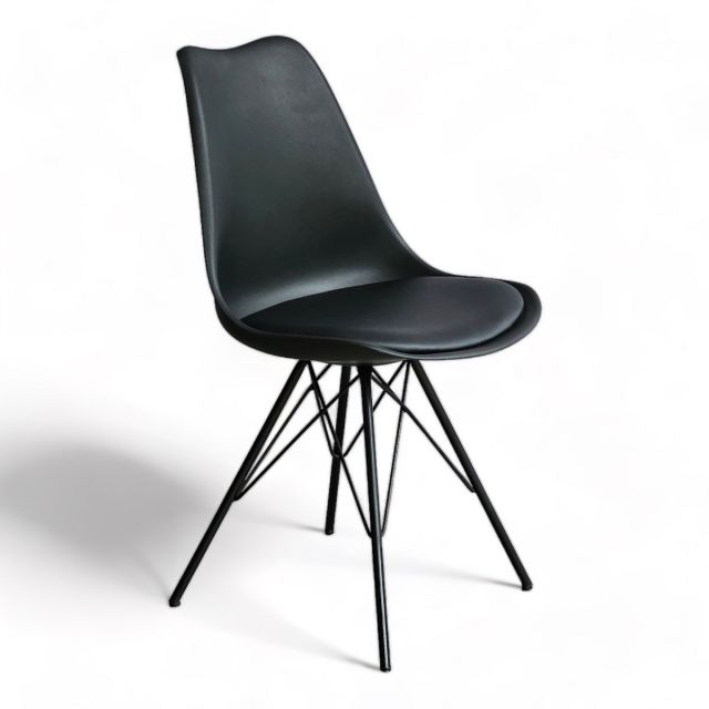 Ghế Eames lưng nhựa có nệm chân sắt GBC68007 Ghế Eames lưng nhựa có nệm chân sắt GBC68007