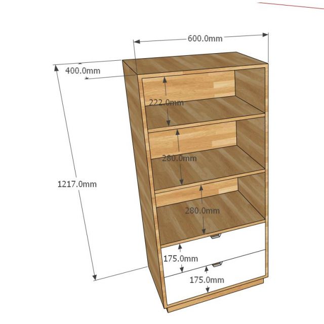 Giá sách gỗ cao su có 2 hộc tủ nhỏ gọn KS68027