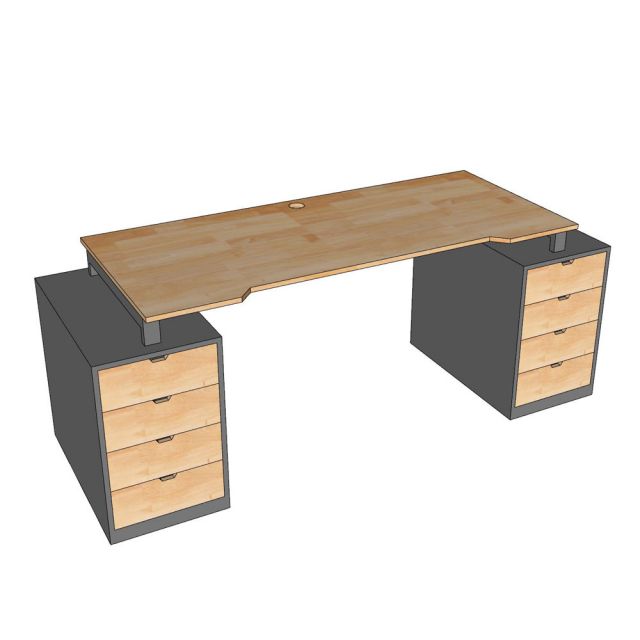 Bàn Gaming 160x70cm 2 hộc tủ gỗ cao su khung sắt GD68066