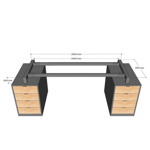 Bàn Gaming 160x70cm 2 hộc tủ gỗ cao su khung sắt GD68066