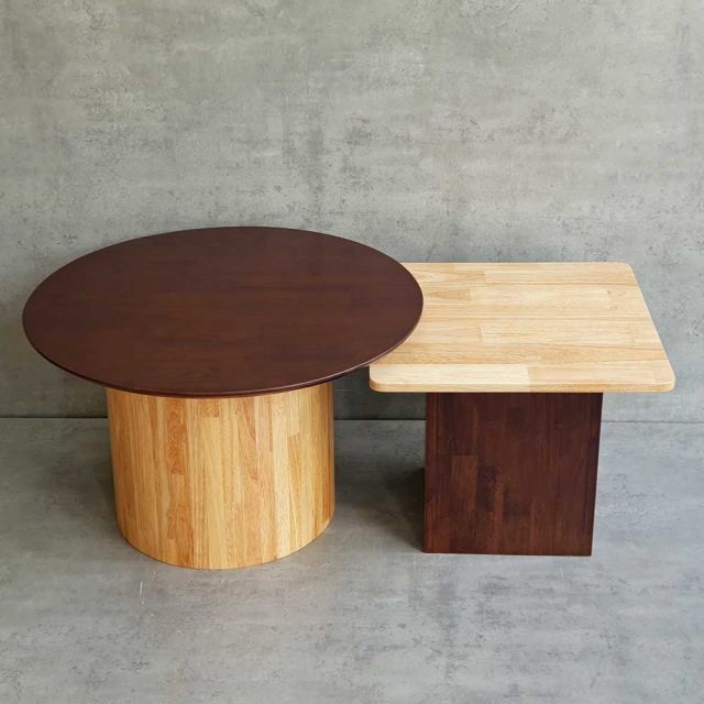 Bộ bàn sofa đôi phòng khách bằng gỗ cao su TK123