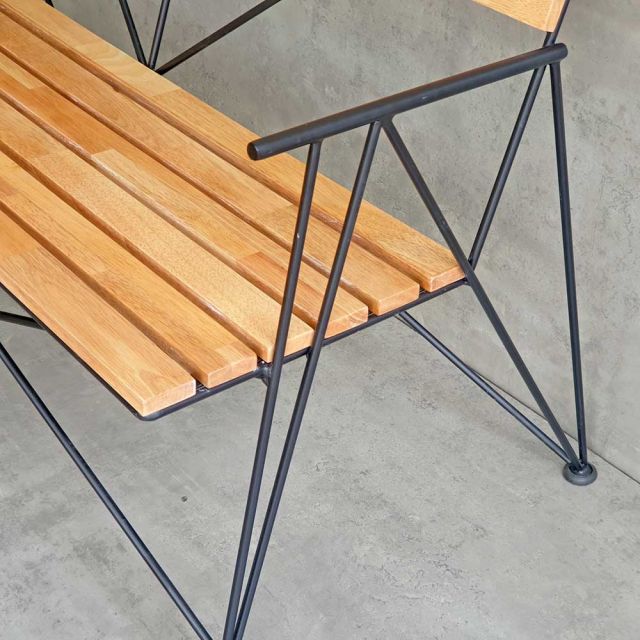 Ghế băng dài 1m2 khung sắt nghệ thuật gỗ cao su GBD020