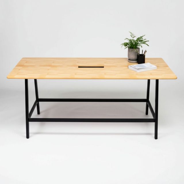 Bàn họp đứng 240x100x105cm gỗ cao su chân sắt chữ A HBMN037 Bàn họp đứng 240x100x105cm gỗ cao su chân sắt chữ A HBMN037