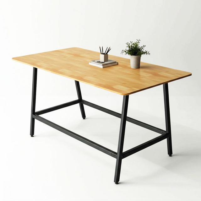 Bàn họp đứng 200x100x105cm gỗ cao su chân sắt chữ A HBMN036