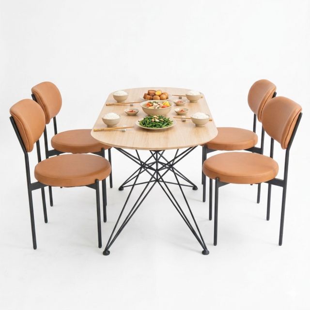 Combo bộ bàn ăn hình Oval 4 ghế ngồi CBBA117
