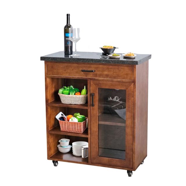 Bàn đảo bếp di động 80x40x85cm gỗ cao su mặt đá KISL004 Bàn đảo bếp di động 80x40x85cm gỗ cao su mặt đá KISL004