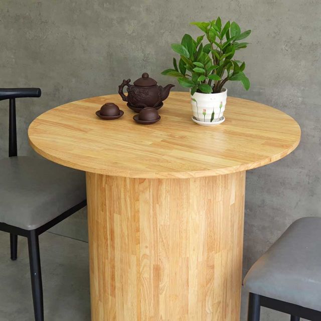 Combo bộ bàn ghế cafe tròn 80cm gỗ cao su 2 ghế ngồi CBCF262