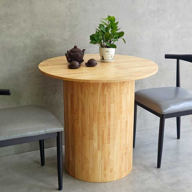 Bàn cafe tròn 80cm bằng gỗ cao su CFD68178