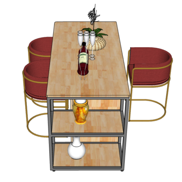  Bàn đảo bếp 160x70x81cm gỗ cao su KISL007