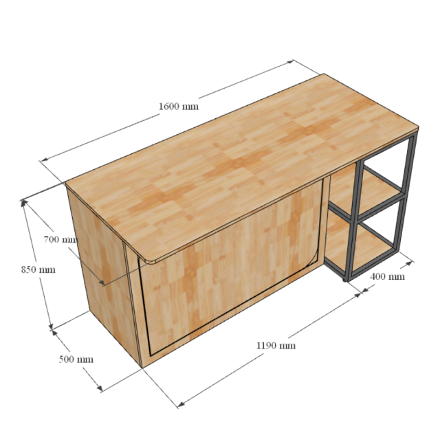  Bàn đảo bếp 160x70x81cm gỗ cao su KISL007