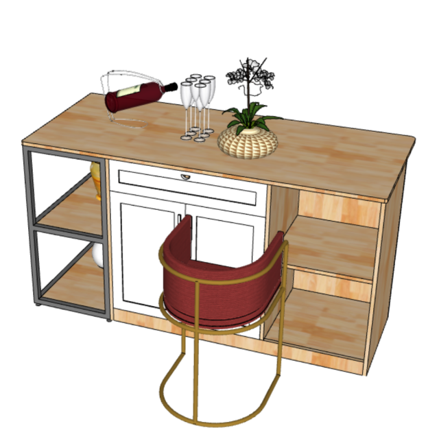  Bàn đảo bếp 160x70x81cm gỗ cao su KISL007