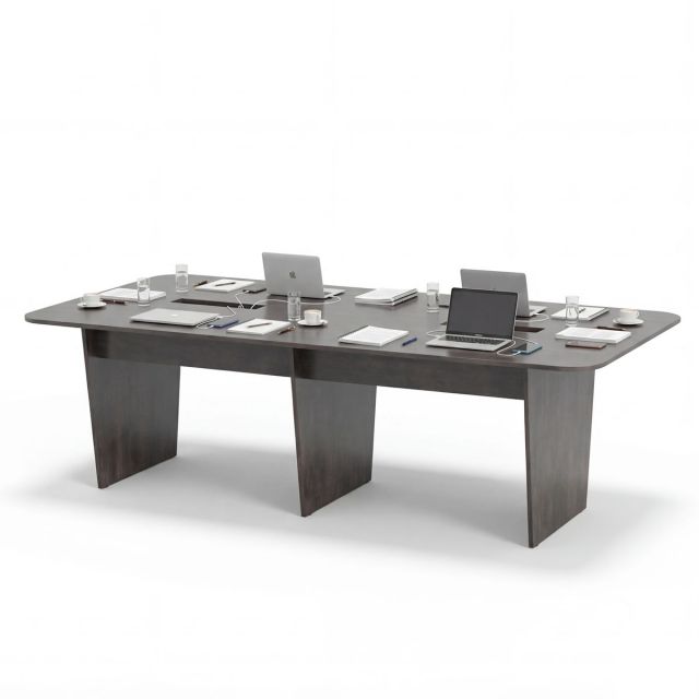 Bàn họp chữ nhật 240x120cm chân bằng gỗ cao su BH68009