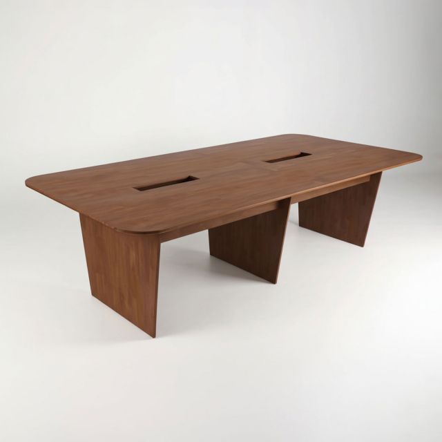 Bàn họp chữ nhật 240x120cm chân bằng gỗ cao su BH68009