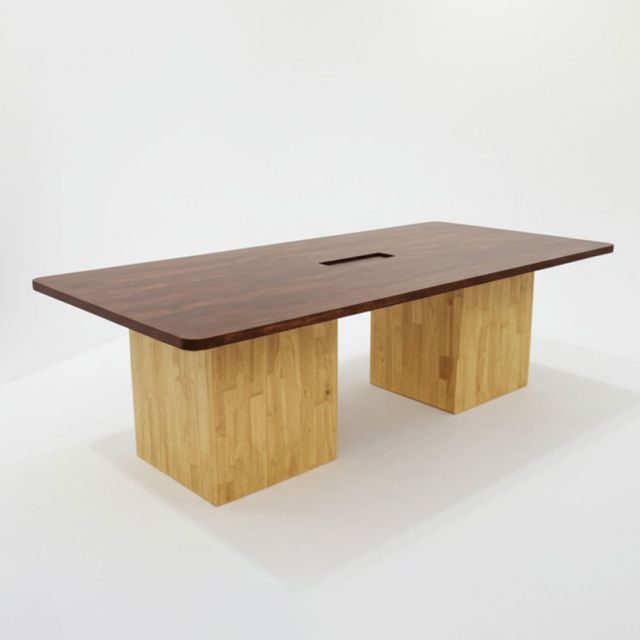 Bàn họp chữ nhật 240x120cm chân bằng gỗ cao su BH68008 Bàn họp chữ nhật 240x120cm chân bằng gỗ cao su BH68008