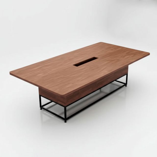 Bàn họp chữ nhật 240x120cm chân bằng gỗ cao su BH68010