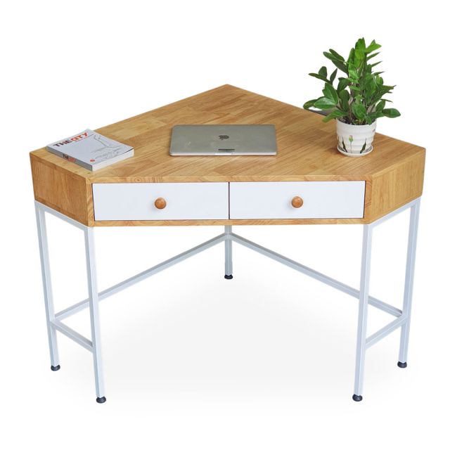 Bàn làm việc góc tường có ngăn kéo 80x80cm gỗ cao su CD68022 Bàn làm việc góc tường có ngăn kéo 80x80cm gỗ cao su CD68022