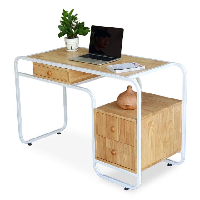 Bàn làm việc liền tủ cá nhân 120x50cm gỗ cao su BD68102 Bàn làm việc liền tủ cá nhân 120x50cm gỗ cao su BD68102