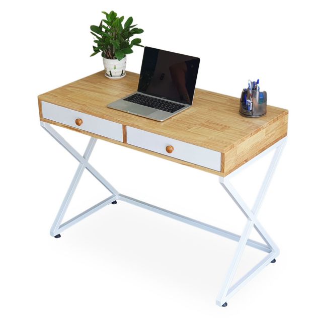Bàn làm việc nhỏ có ngăn kéo 100x50cm chân sắt chữ X BD68101 Bàn làm việc nhỏ có ngăn kéo 100x50cm chân sắt chữ X BD68101