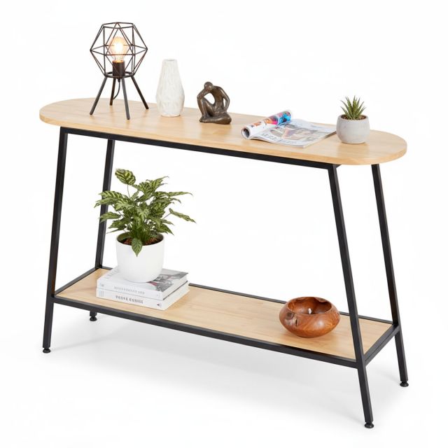 Bàn trang trí console 120x30x85cm gỗ cao su chân sắt CST061
