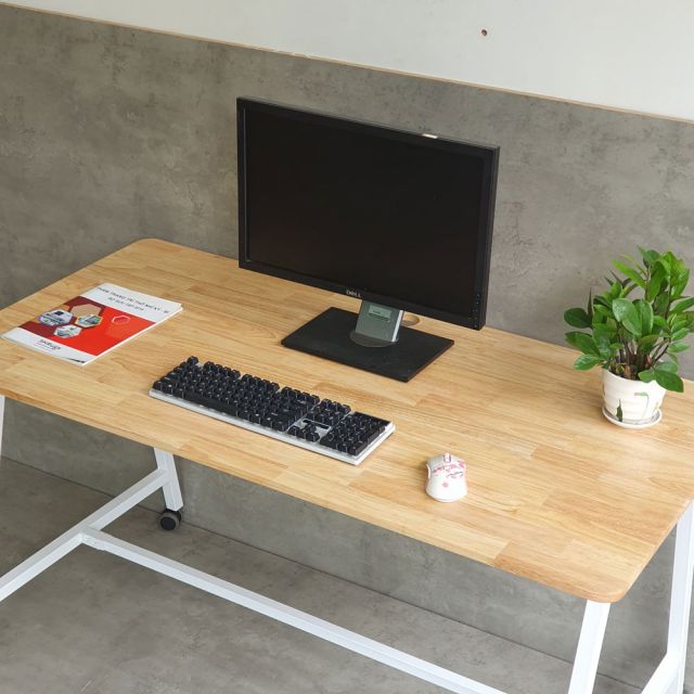 Bàn làm việc di động 140x70cm gỗ cao su chân sắt FOS016