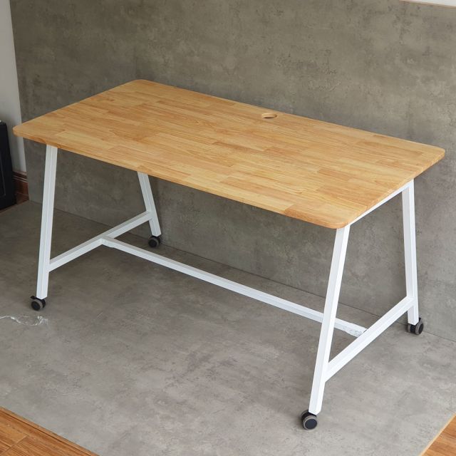 Bàn làm việc di động 140x70cm gỗ cao su chân sắt FOS016