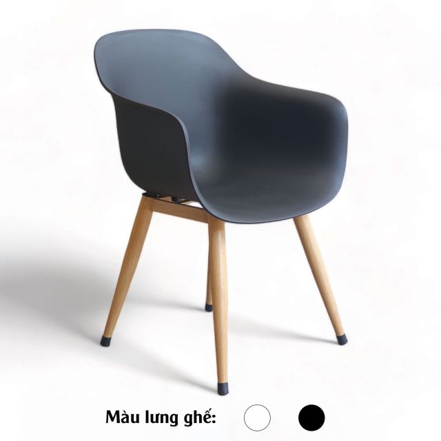 Ghế Eames nhựa đúc chân sắt sơn giả gỗ ST3049 Ghế Eames nhựa đúc chân sắt sơn giả gỗ ST3049