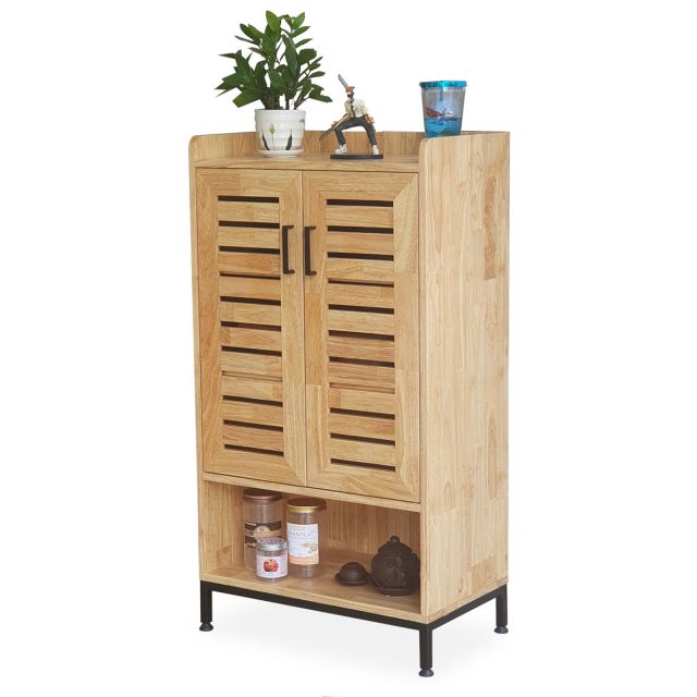 Tủ để giày 2 cánh 60x35x120cm gỗ cao su chân sắt KTB68141 Tủ để giày 2 cánh 60x35x120cm gỗ cao su chân sắt KTB68141