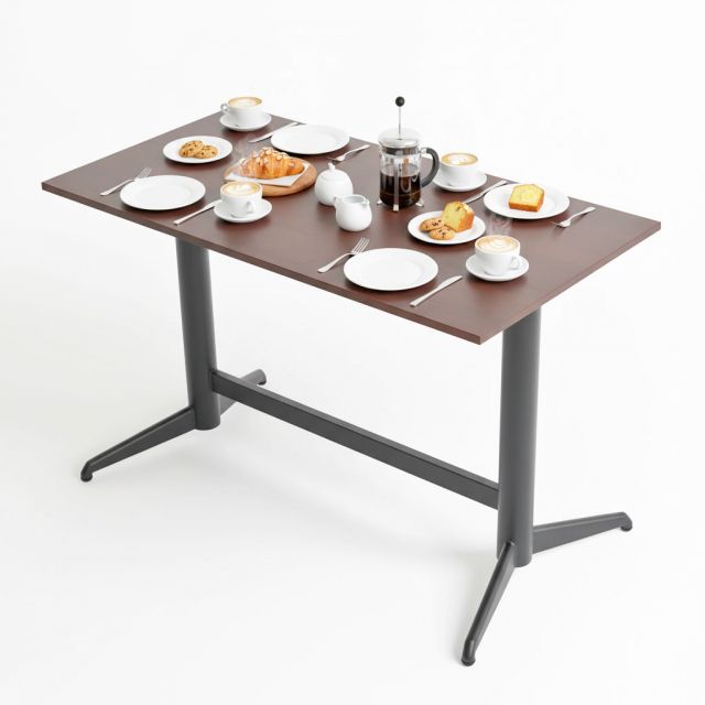 Bàn cafe chữ nhật 120x60cm cao su chân sắt đôi CFD68189