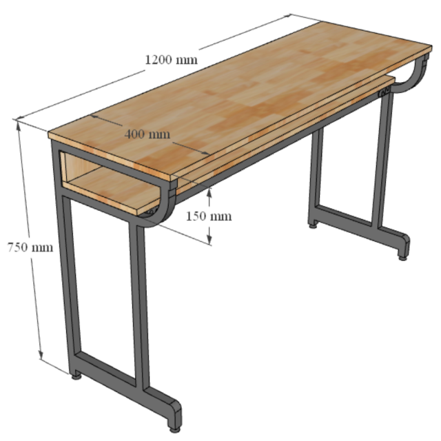 Bàn Học Sinh 1m2 Khung Sắt Lắp Ráp TK217