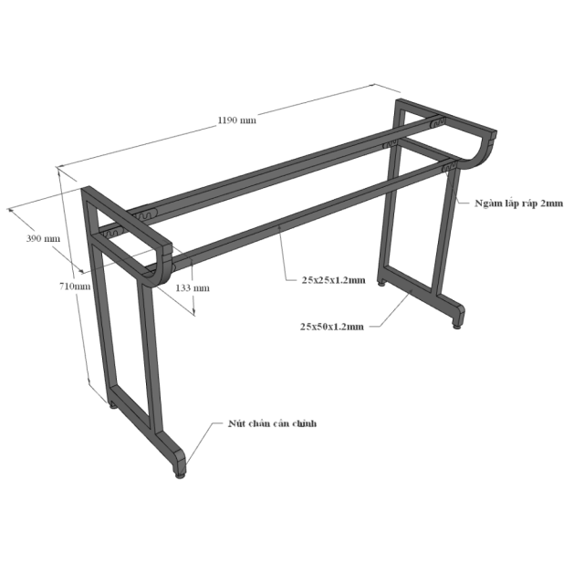 Bàn Học Sinh 1m2 Khung Sắt Lắp Ráp TK217