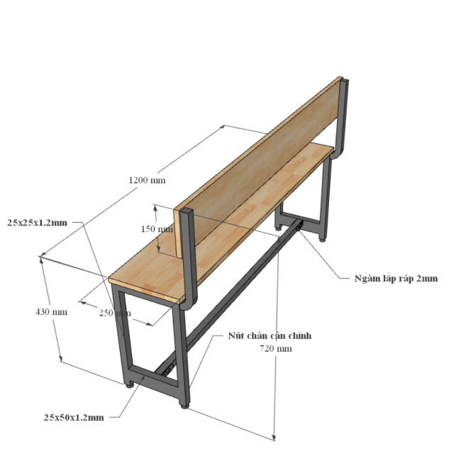 Ghế Trường Học 2 Chổ Ngồi Lắp Ráp TK227