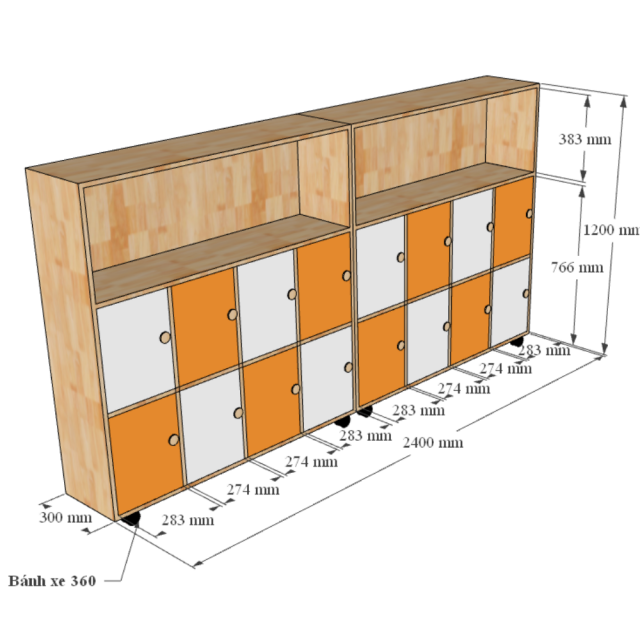 Modul Tủ Cho Trẻ Mầm Non Gỗ Tự Nhiên TK210