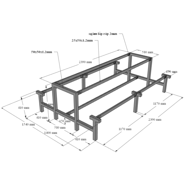 Bàn Ăn Trường Học 8 Chổ Lắp Ráp TK256