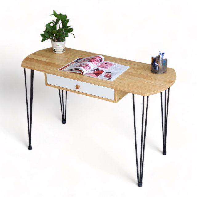 Bàn làm việc có ngăn kéo nhỏ 120x50cm chân sắt Hairpin BD68107 Bàn làm việc có ngăn kéo nhỏ 120x50cm chân sắt Hairpin BD68107