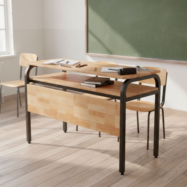 Bàn học 2 chỗ ngồi 120x45cm gỗ cao su PSD042
