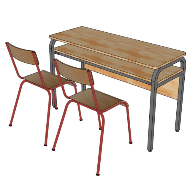 Bàn học 2 chỗ ngồi 120x45cm gỗ cao su PSD042