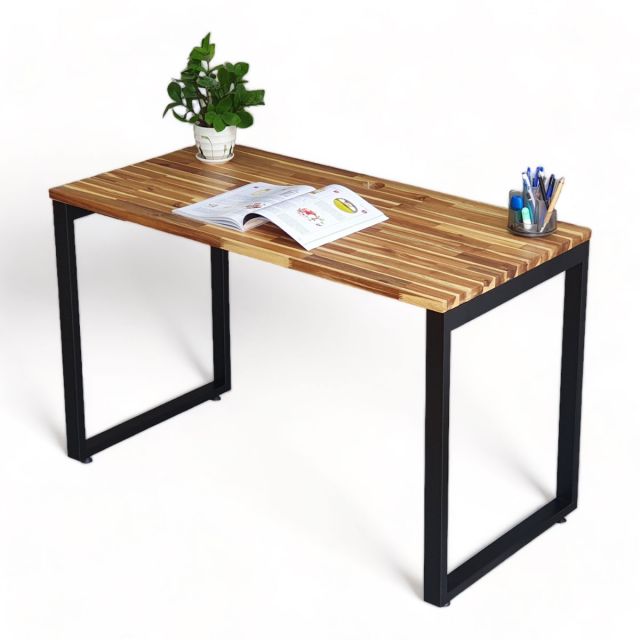 Bàn làm việc 120x60cm gỗ tràm chân sắt Rectang lắp ráp HBRT083 Bàn làm việc 120x60cm gỗ tràm chân sắt Rectang lắp ráp HBRT083