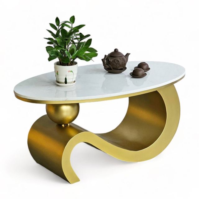 Bàn sofa SOTA mặt đá hình Oval chân sắt TT68267 Bàn sofa SOTA mặt đá hình Oval chân sắt TT68267
