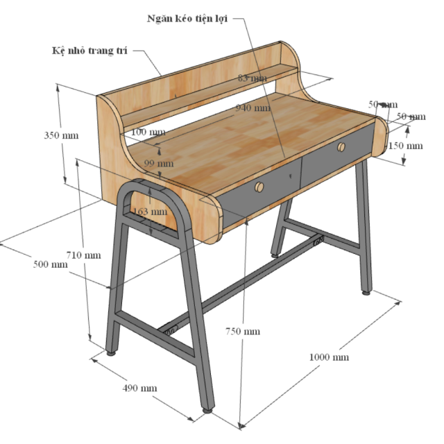 Bàn Làm Việc Tại Nhà 1m TK259