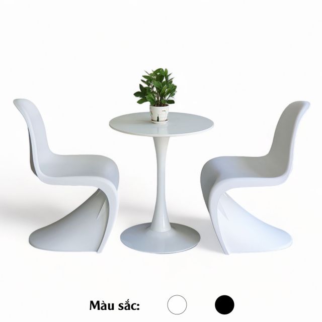 Combo bộ bàn ghế cafe Tulip tròn và 2 ghế Panton CBCF278 Combo bộ bàn ghế cafe Tulip tròn và 2 ghế Panton CBCF278