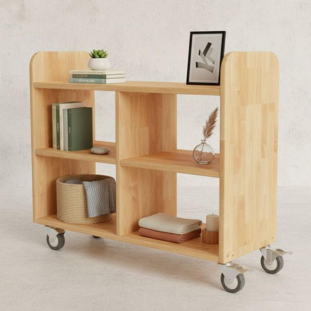 Kệ sách di động 80x30x60cm gỗ cao su KS68339