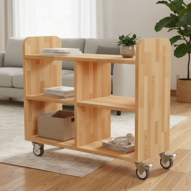 Kệ sách di động 80x30x60cm gỗ cao su KS68339