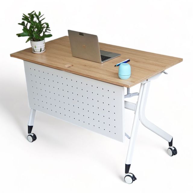 Bàn làm việc di động gấp gọn 120x60cm gỗ plywood có tấm chắn HBMS012 Bàn làm việc di động gấp gọn 120x60cm gỗ plywood có tấm chắn HBMS012