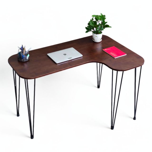 Bàn làm việc góc L bo cạnh 120x80cm gỗ cao su chân sắt Hairpin CD68023 Bàn làm việc góc L bo cạnh 120x80cm gỗ cao su chân sắt Hairpin CD68023