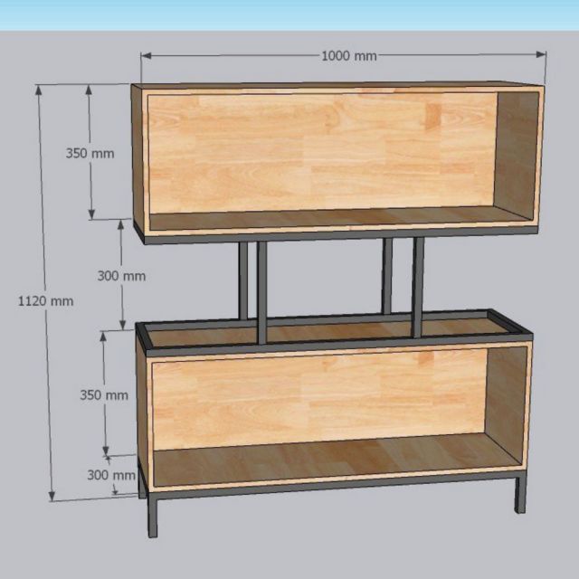 Kệ sách 2 ngăn 100x30x120cm gỗ cao su khung sắt KTB146