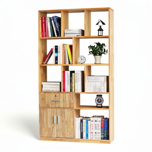 Kệ trang trí 100x30x180cm có ngăn hộc tủ gỗ cao su KTB68145 Kệ trang trí 100x30x180cm có ngăn hộc tủ gỗ cao su KTB68145
