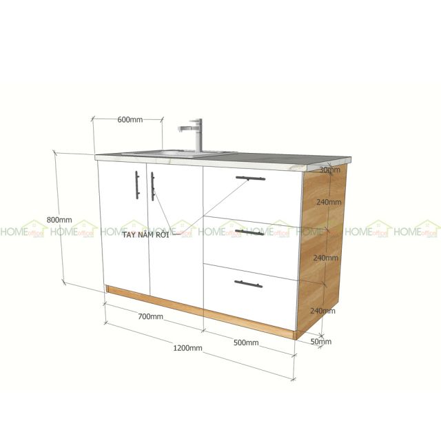 TBD68001 - Tủ bếp dưới mẫu 001 - 120x60x80