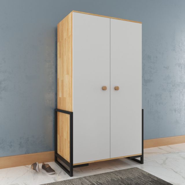 Tủ quần áo Ferro 106x55x190 cm 2 cánh bằng gỗ cao su TQA68008 Tủ quần áo Ferro 106x55x190 cm 2 cánh bằng gỗ cao su TQA68008
