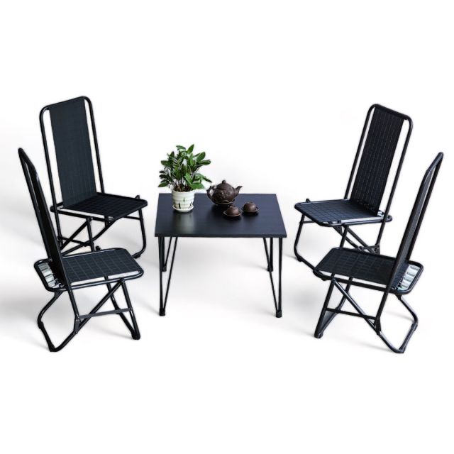 Combo bộ bàn cafe vuông gỗ cao su và 4 ghế lưới xếp gọn CBCF291 Combo bộ bàn cafe vuông gỗ cao su và 4 ghế lưới xếp gọn CBCF291