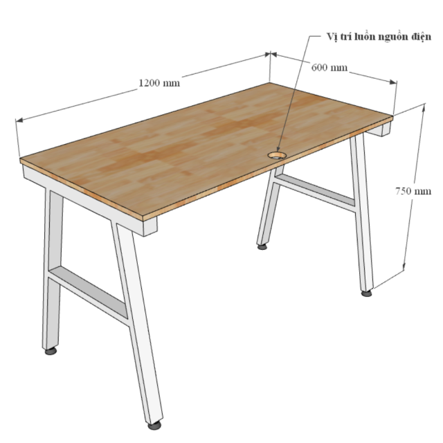 bàn làm viêc gỗ plywood phủ melamin vân sồi